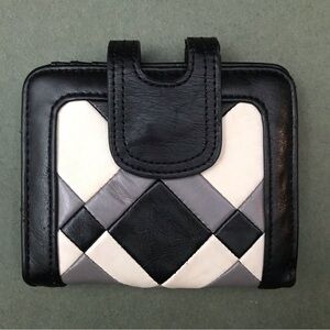 Cute Wallet with Magnetic Snap Closure, Black, Gray and Ivory